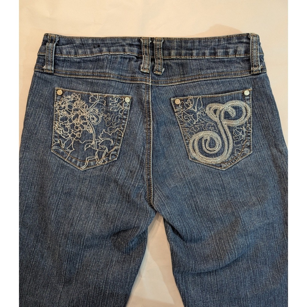 Southpole Capri Jeans Womens Junior Size 7 Low Rise Blue‎ Denim Cuffed Hem Y2K - Picture 9 of 9